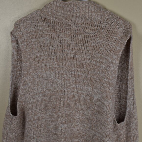 LOFT Womens Lagenlook Long Sleeveless Sweater Vest Tan Cardigan Winter Fall Cozy - Picture 10 of 14